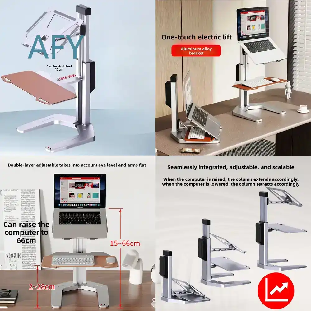 Laptop Stand Bamboo - Elektrisch in hoogte verstelbare bureauconverter voor