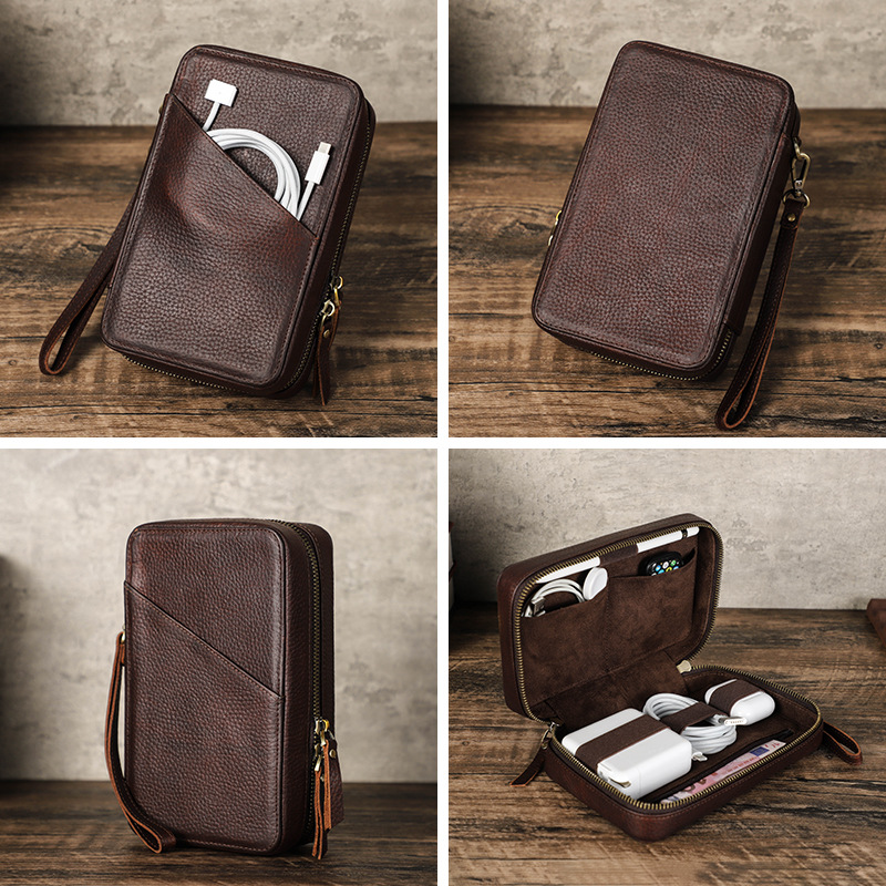 Vintage bruine, echte koeienhu - Tech Accessories Travel recensie en prijs