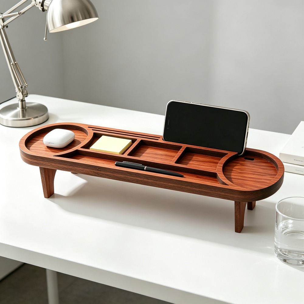 Houten bureau-organizer met te - Tech Accessories For Office recensie en prijs