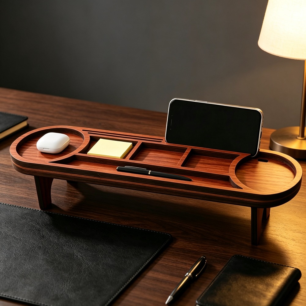 Houten bureau-organizer met te - Tech Accessories For Office recensie en prijs